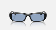 Ray-Ban RB4436D rectangular sunglasses with black frame and blue tinted lenses