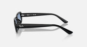 Ray-Ban RB4436D sunglasses with black frame and blue lenses, side profile