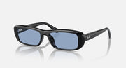 Ray-Ban RB4436D rectangular sunglasses with black frame and blue mirrored lenses
