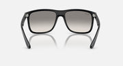 Ray-Ban black square sunglasses, straight-on front view with gray lenses