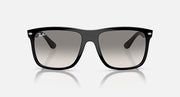 Ray-Ban black square sunglasses with gray lenses, front view