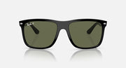 Ray-Ban black square sunglasses with green lenses, front view