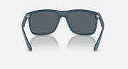 Ray-Ban Boyfriend Two RB4547F sunglasses, front view with dark gray lenses and teal frame
