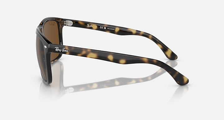 Ray-Ban Boyfriend Two RB4547F sunglasses, side view with brown lenses and tortoise arms