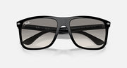 Ray-Ban Boyfriend sunglasses, top view, black frame with grey tinted lenses