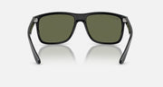 Ray-Ban Boyfriend sunglasses, front view, black frame with olive green tinted lenses