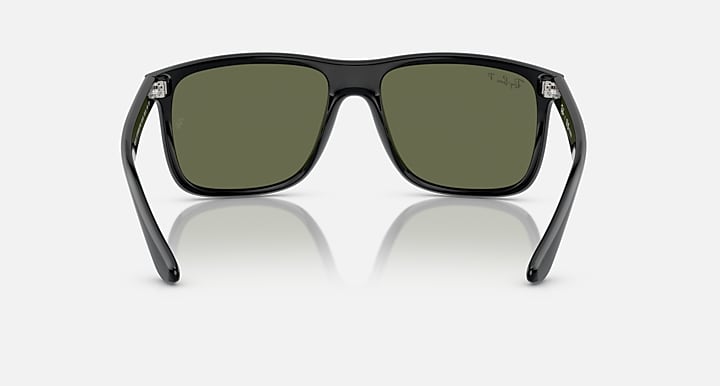 Ray-Ban Boyfriend sunglasses, front view, black frame with olive green tinted lenses