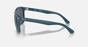 Ray-Ban Boyfriend Two sunglasses, side view, teal frame with dark gray lenses