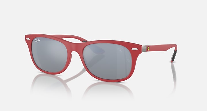 Red acetate square-frame sunglasses with gray gradient lenses