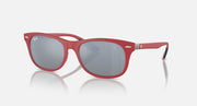 Red acetate square-frame sunglasses with gray gradient lenses