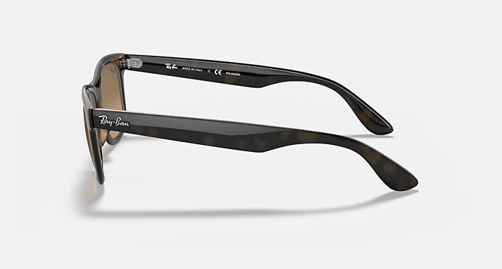 Ray-Ban RB4640 sunglasses, angled side view, tortoise frame and temple detail