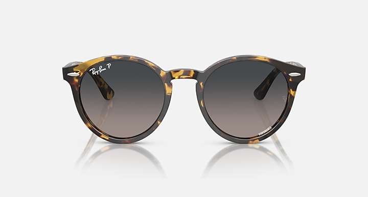 Tortoise round sunglasses front view with dark grey gradient lenses