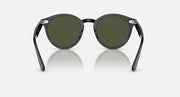 Ray-Ban round sunglasses with dark frames and olive-green lenses, front view