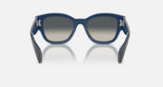 Blue sunglasses with grey gradient lenses and sculpted temple arms