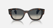 Havana tortoise sunglasses with dark mirrored lenses and logo on temple