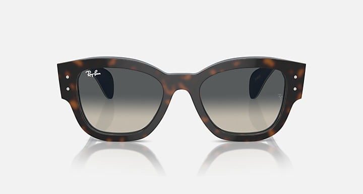 Havana tortoise sunglasses with dark mirrored lenses and logo on temple