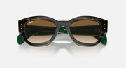 Ray-Ban Jorge RB7681S sunglasses with black frame, green accents, and dark lenses