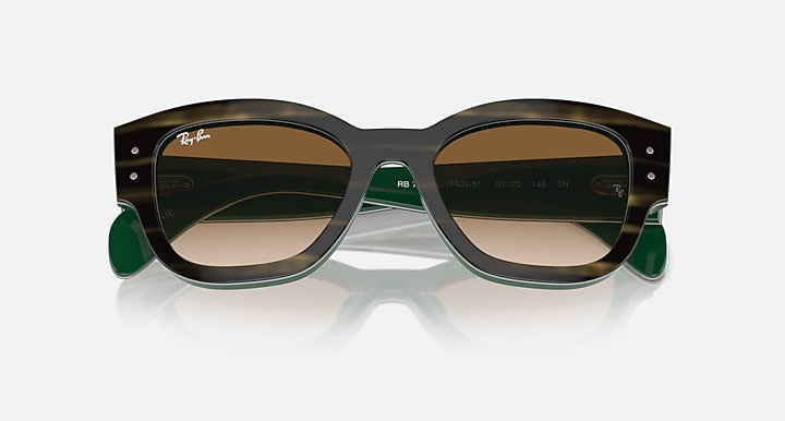 Ray-Ban Jorge RB7681S sunglasses with black frame, green accents, and dark lenses