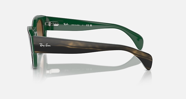 Ray-Ban Jorge RB7681S sunglasses side view, dark green frame with gradient brown lenses