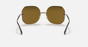 Sunglasses front view with brown tinted lenses and silver metal frame