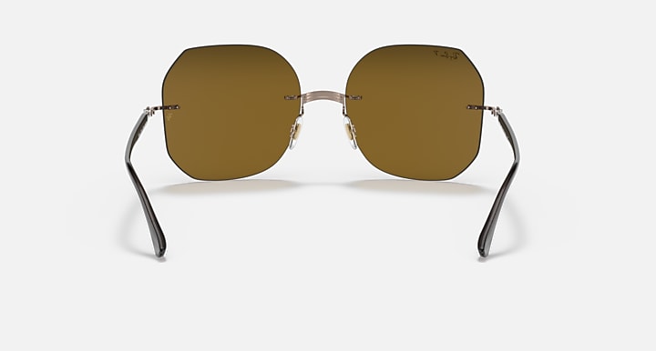 Sunglasses front view with brown tinted lenses and silver metal frame