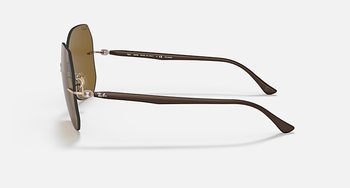 Sunglasses side view with brown lenses and dark brown temple arms