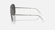 Ray-Ban aviator sunglasses side view with black lenses and gunmetal metal temples