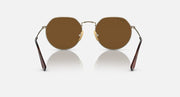Round brown sunglasses with gold metal frame and mirrored brown lenses