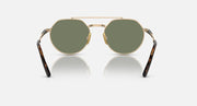 Ray-Ban Jack II Titanium round sunglasses, tortoise temple frame with green lenses