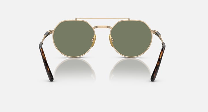 Ray-Ban Jack II Titanium round sunglasses, tortoise temple frame with green lenses