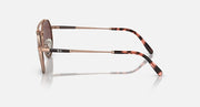 Ray-Ban Jack II titanium sunglasses side view with brown lenses and rose-gold frame.