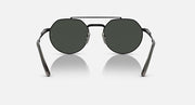 Ray-Ban Jack II round sunglasses with dark green lenses and black metal temples.