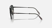 Ray-Ban Jack II titanium sunglasses side view with dark green lenses and black frame.