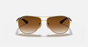 Ray-Ban aviator sunglasses, gold frame with brown gradient tinted lenses