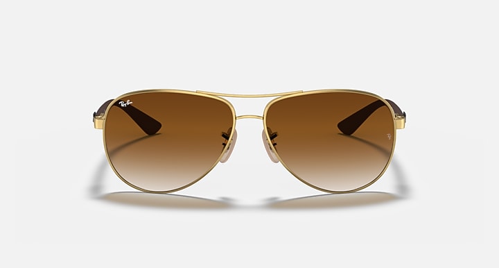 Ray-Ban aviator sunglasses, gold frame with brown gradient tinted lenses