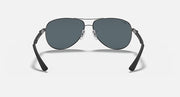 Ray-Ban aviator sunglasses with dark lenses and silver frame
