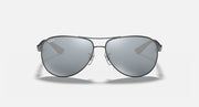 Ray-Ban aviator sunglasses, silver frame with cool gray tinted lenses