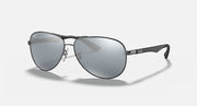Ray-Ban aviator sunglasses with silver frame and gray gradient lenses