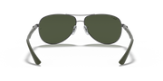 Ray-Ban aviator sunglasses with dark green lenses, bridge detail and metal frame