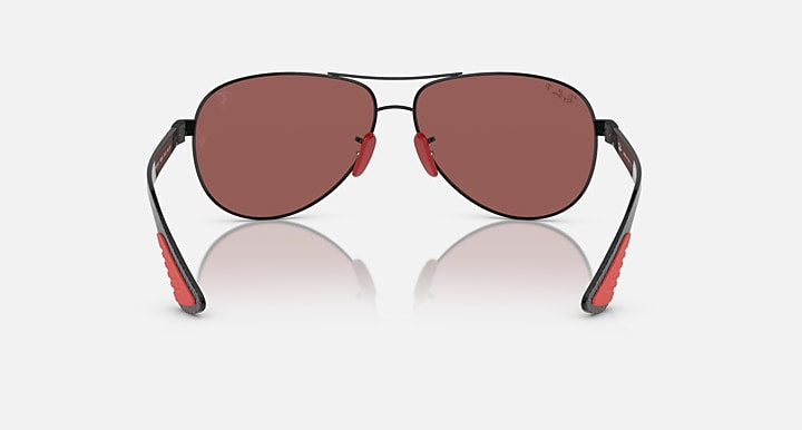 Ray-Ban aviator sunglasses, rose-pink lenses with red tip details