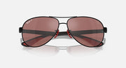 Ray-Ban aviator sunglasses, rose-pink gradient lenses with dark metal accents