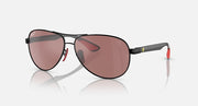 Ray-Ban aviator sunglasses with rose-pink mirrored lenses and silver frame