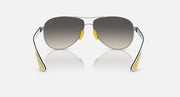 Silver-tone aviator sunglasses front view with smoke lenses and yellow accents