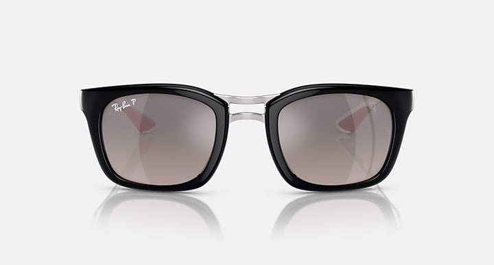 Ray-Ban sunglasses, black frame with brown gradient lenses, front view