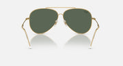 Ray-Ban aviator reverse sunglasses, front view, gold frame with dark green lenses
