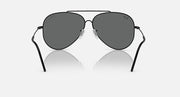 Aviator sunglasses front view with dark gray lenses and black metal frame arms