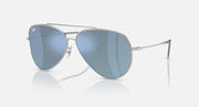 Ray-Ban aviator reverse sunglasses with silver frame and blue mirrored lenses