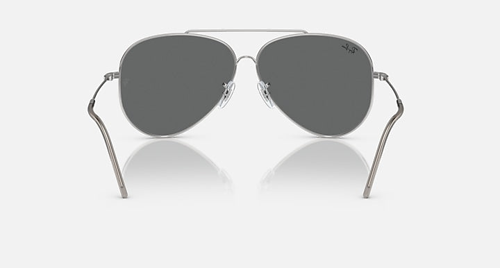 Ray-Ban aviator reverse sunglasses with silver frame and dark gray mirrored lenses