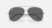 Ray-Ban aviator reverse sunglasses, silver frame, grey mirrored lenses with dark tint