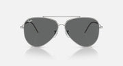 Ray-Ban aviator reverse sunglasses, silver frame, dark grey mirrored lenses